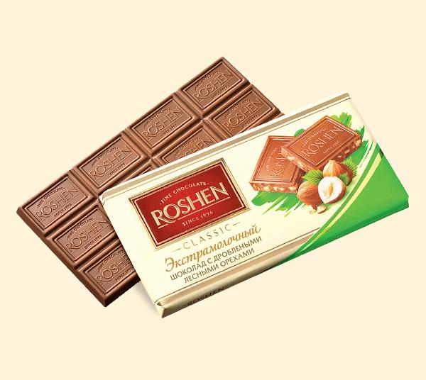 Roshen шоколад молочный пористый 80 г